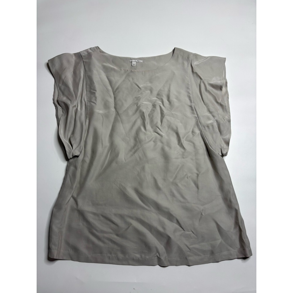 Halogen Womens Sz L Gray‎ Silk Blend Blouse Old Money Minimalist Coastal Grandma